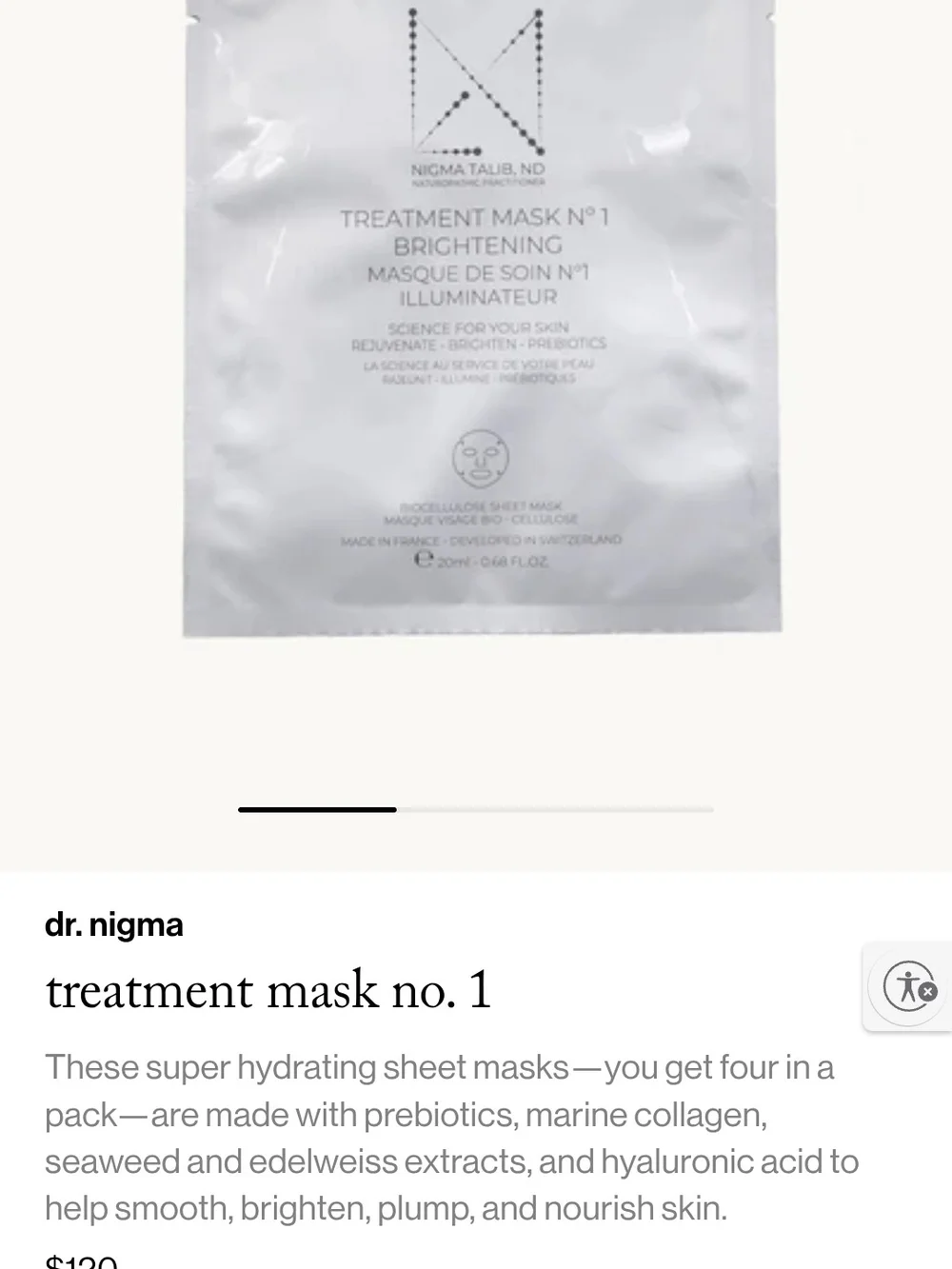 NICMA TALIB Treatment Mask No.1 Brightening - 4 Pack Very Pricey!
